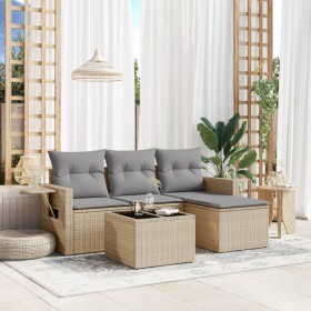 Garden sofa set with 4-piece synthetic rattan beige cushions by , Garden sets - Ref: Foro24-3252406, Price: 319,46 €, Discoun...