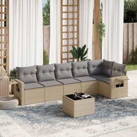 Set of 7-piece garden sofas and beige synthetic rattan cushions by , Garden sets - Ref: Foro24-3252536, Price: 539,32 €, Disc...