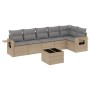 Set of 7-piece garden sofas and beige synthetic rattan cushions by , Garden sets - Ref: Foro24-3252536, Price: 559,99 €, Disc...