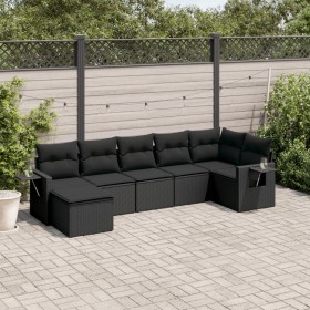 7-teiliges Garten-Esszimmerset und Kissen synthetisches Rattan schwarz von , Gartensets - Ref: Foro24-3252812, Preis: 521,61 ...