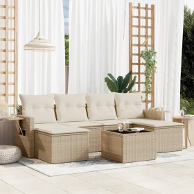 7-teiliges Gartensofa-Set und beigefarbene synthetische Rattankissen von , Gartensets - Ref: Foro24-3252865, Preis: 506,99 €,...