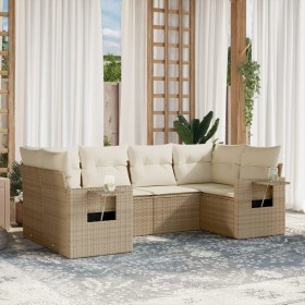 Garden sofa set with 6-piece synthetic rattan beige cushions by , Garden sets - Ref: Foro24-3252915, Price: 560,07 €, Discoun...