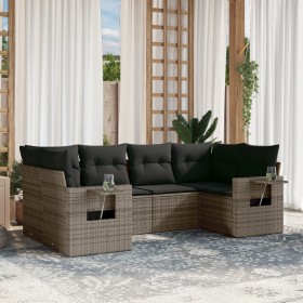 6-piece garden furniture set with gray synthetic rattan cushions by , Garden sets - Ref: Foro24-3252917, Price: 471,55 €, Dis...