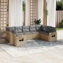 Set mit 9 Gartensofas mit beigen Kissen aus synthetischem Rattan von , Gartensets - Ref: Foro24-3252936, Preis: 692,00 €, Rab...