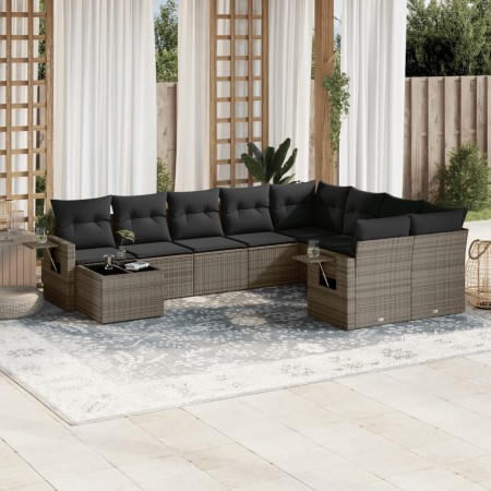 10-teilige Gartensofagarnitur mit grauen synthetischen Rattankissen von , Gartensets - Ref: Foro24-3252997, Preis: 708,37 €, ...