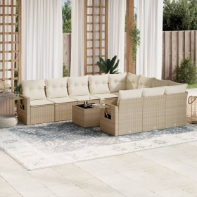 Set de sofás de jardín 11pzas con cojines ratán sintético beige de , Conjuntos de jardín - Ref: Foro24-3253035, Precio: 793,7...