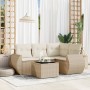 Garden sofa set with cushions 5 pieces beige synthetic rattan by , Garden sets - Ref: Foro24-3221317, Price: 522,99 €, Discou...