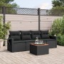 5-teiliges Gartenmöbel-Set und schwarze synthetische Rattankissen von , Modulare Sofas für den Außenbereich - Ref: Foro24-322...