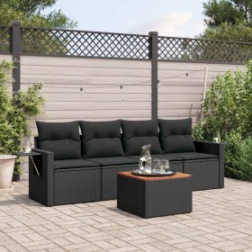 5-piece garden furniture set and black synthetic rattan cushions by , Modular outdoor sofas - Ref: Foro24-3224438, Price: 315...