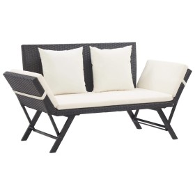 Garden bench with black synthetic rattan cushions 176 cm by vidaXL, garden benches - Ref: Foro24-46230, Price: 185,99 €, Disc...