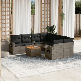 9-piece garden furniture set and gray synthetic rattan cushions by , Modular outdoor sofas - Ref: Foro24-3224492, Price: 619,...