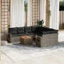 9-teiliges Gartenmöbel-Set und graue synthetische Rattankissen von , Modulare Sofas für den Außenbereich - Ref: Foro24-322449...