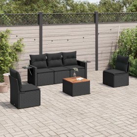 Set de sofás de jardín 6 piezas y cojines ratán sintético negro de , Sofás modulares de exterior - Ref: Foro24-3224501, Preci...