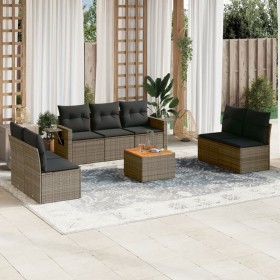 8-teiliges Gartensofa-Set und graue synthetische Rattankissen von , Modulare Sofas für den Außenbereich - Ref: Foro24-3224520...