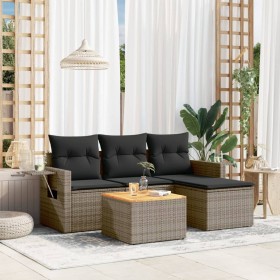 Garden sofa set with cushions 5 pieces gray synthetic rattan by , Modular outdoor sofas - Ref: Foro24-3224534, Price: 318,48 ...