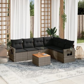 7-teiliges Gartensofa-Set mit grauen PE-Rattan-Kissen von , Modulare Sofas für den Außenbereich - Ref: Foro24-3224583, Preis:...