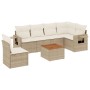 7-teiliges Gartensofa-Set und beigefarbene synthetische Rattankissen von , Modulare Sofas für den Außenbereich - Ref: Foro24-...