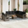 10-teilige Gartensofagarnitur mit grauen synthetischen Rattankissen von , Modulare Sofas für den Außenbereich - Ref: Foro24-3...