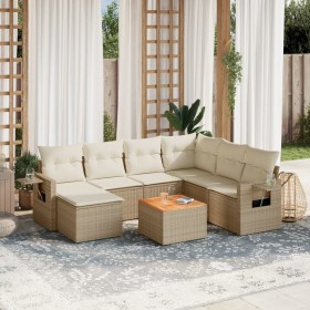 Garden sofa set with beige cushions 8 pcs PE rattan by , Modular outdoor sofas - Ref: Foro24-3224679, Price: 584,61 €, Discou...