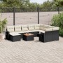 11-teiliges Gartensofa-Set und schwarze synthetische Rattankissen von , Modulare Sofas für den Außenbereich - Ref: Foro24-322...