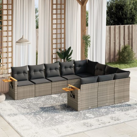 10-teilige Gartensofagarnitur mit grauen synthetischen Rattankissen von , Gartensets - Ref: Foro24-3227180, Preis: 680,54 €, ...