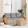 Gartensofa-Set mit Kissen, 4-teilig, beiges synthetisches Rattan von , Gartensets - Ref: Foro24-3227445, Preis: 287,67 €, Rab...