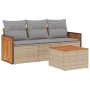 Gartensofa-Set mit Kissen, 4-teilig, beiges synthetisches Rattan von , Gartensets - Ref: Foro24-3227445, Preis: 287,67 €, Rab...