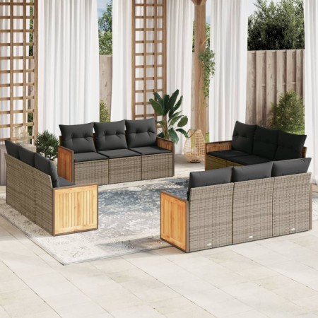 12-piece garden sofa set with gray synthetic rattan cushions by , Garden sets - Ref: Foro24-3227516, Price: 1,00 €, Discount: %