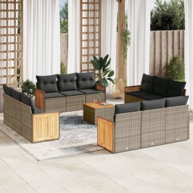 Gartensofa-Set mit Kissen, 13-teilig, graues synthetisches Rattan von , Gartensets - Ref: Foro24-3227523, Preis: 1,00 €, Raba...