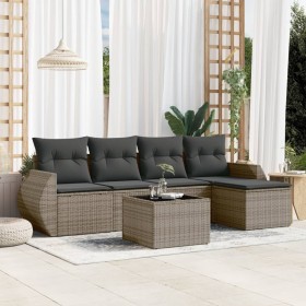 6-piece garden furniture set and gray synthetic rattan cushions by , Garden sets - Ref: Foro24-3221299, Price: 394,38 €, Disc...