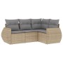 Gartensofa-Set mit Kissen, 4-teilig, beiges synthetisches Rattan von , Gartensets - Ref: Foro24-3221308, Preis: 325,03 €, Rab...