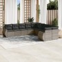 10-teilige Gartensofagarnitur mit grauen synthetischen Rattankissen von , Modulare Sofas für den Außenbereich - Ref: Foro24-3...