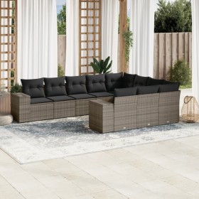 10-piece garden sofa set with gray synthetic rattan cushions by , Garden sets - Ref: Foro24-3223089, Price: 688,90 €, Discoun...