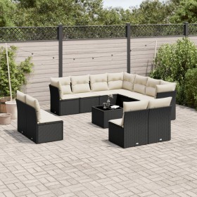 Gartensofa-Set 12-teilig mit schwarzen synthetischen Rattankissen von , Gartensets - Ref: Foro24-3217826, Preis: 694,78 €, Ra...