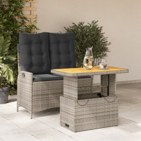 2-teilige Garten-Essgruppe mit grauen Kissen aus synthetischem Rattan von , Gartensets - Ref: Foro24-3277466, Preis: 298,08 €...