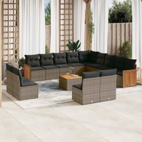 14-piece garden sofa set with gray synthetic rattan cushions by , Garden sets - Ref: Foro24-3228174, Price: 923,31 €, Discoun...