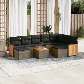 10-piece garden sofa set with gray synthetic rattan cushions by , Garden sets - Ref: Foro24-3228230, Price: 624,94 €, Discoun...