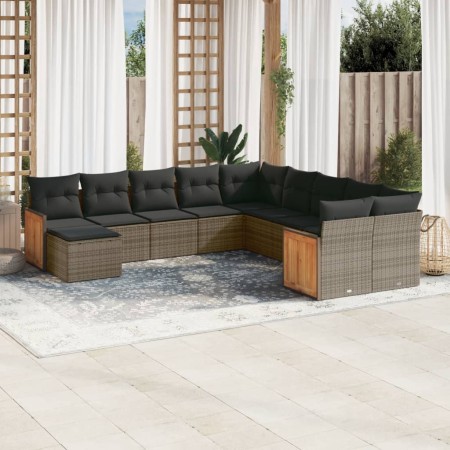 11-piece garden sofa set and gray synthetic rattan cushions by , Garden sets - Ref: Foro24-3228251, Price: 710,08 €, Discount: %