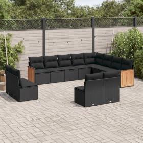 Gartensofa- und Kissenset 12-teilig aus schwarzem synthetischem Rattan von , Gartensets - Ref: Foro24-3228148, Preis: 686,66 ...