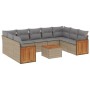 Gartensofa-Set mit beigen Kissen, 10-teilig, synthetisches Rattan von , Gartensets - Ref: Foro24-3227963, Preis: 663,75 €, Ra...