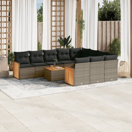 11-piece garden sofa set and gray synthetic rattan cushions by , Garden sets - Ref: Foro24-3228027, Price: 698,32 €, Discount: %