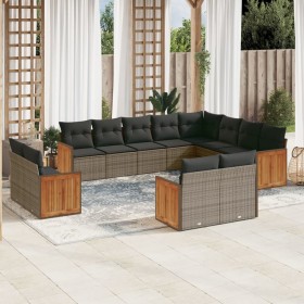 12-teiliges Gartensofa-Set mit grauen synthetischen Rattankissen von , Gartensets - Ref: Foro24-3228195, Preis: 938,50 €, Rab...