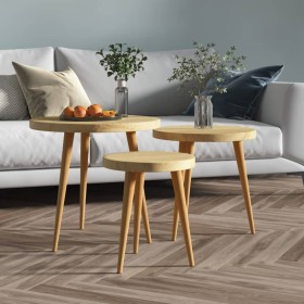 3-piece MDF and light brown iron side table set by vidaXL, Side tables - Ref: Foro24-286093, Price: 90,53 €, Discount: %