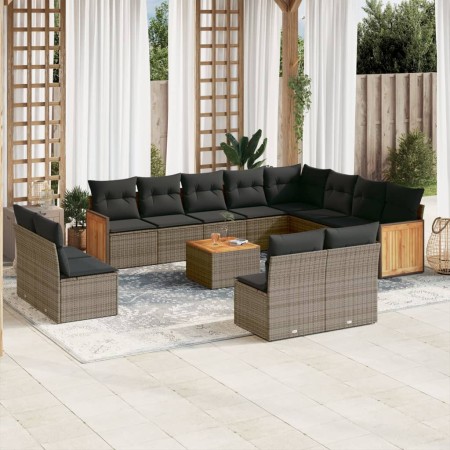 Garden sofa set with cushions 13 pieces gray synthetic rattan by , Garden sets - Ref: Foro24-3228160, Price: 859,18 €, Discou...