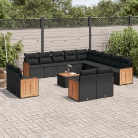 14-piece garden sofa set with black synthetic rattan cushions by , Garden sets - Ref: Foro24-3228211, Price: 969,99 €, Discou...