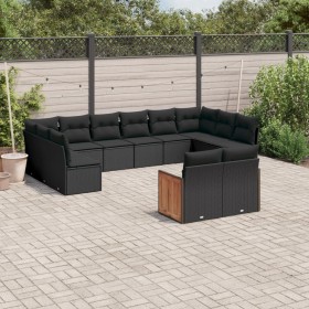 Gartensofa- und Kissenset 12-teilig aus schwarzem synthetischem Rattan von , Gartensets - Ref: Foro24-3228120, Preis: 747,70 ...