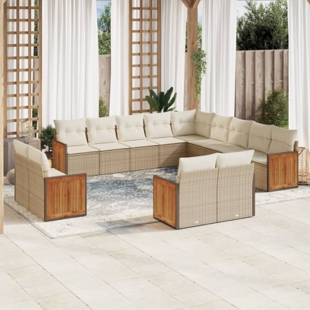 Set sofás de jardín con cojines 13 pzas ratán sintético beige de , Conjuntos de jardín - Ref: Foro24-3228207, Precio: 1,00 €,...