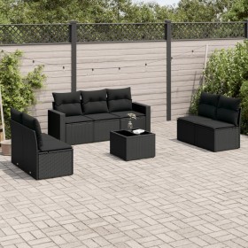 8-teiliges Gartensofa-Set und schwarze synthetische Rattankissen von , Gartensets - Ref: Foro24-3218825, Preis: 449,99 €, Rab...