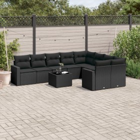 Garden sofa set 10 pieces with black synthetic rattan cushions by , Garden sets - Ref: Foro24-3219435, Price: 595,86 €, Disco...