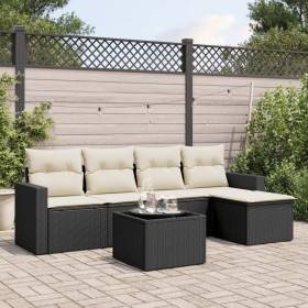 6-teiliges Gartensofa-Set und schwarze synthetische Rattankissen von , Gartensets - Ref: Foro24-3218886, Preis: 377,67 €, Rab...